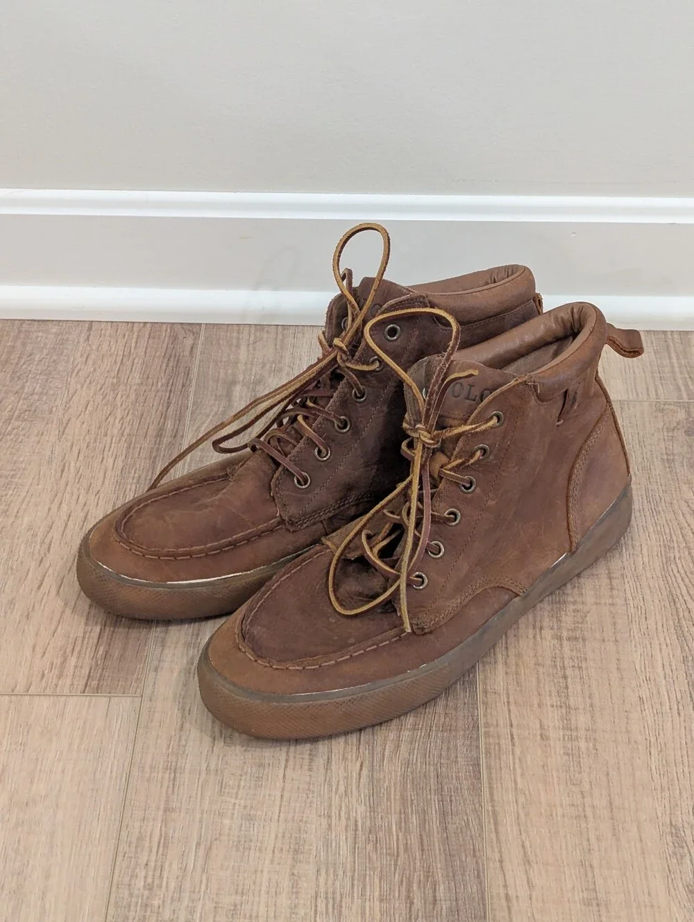Polo Ralph Lauren Tedd Waxy Pull Up Leather Chukka Boots Men's 10.5D Brown